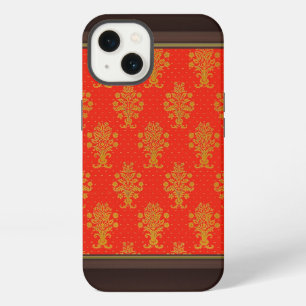 Red And Gold Floral Pattern iPhone 13 Case