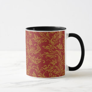 Red and Gold Floral Pattern Mug