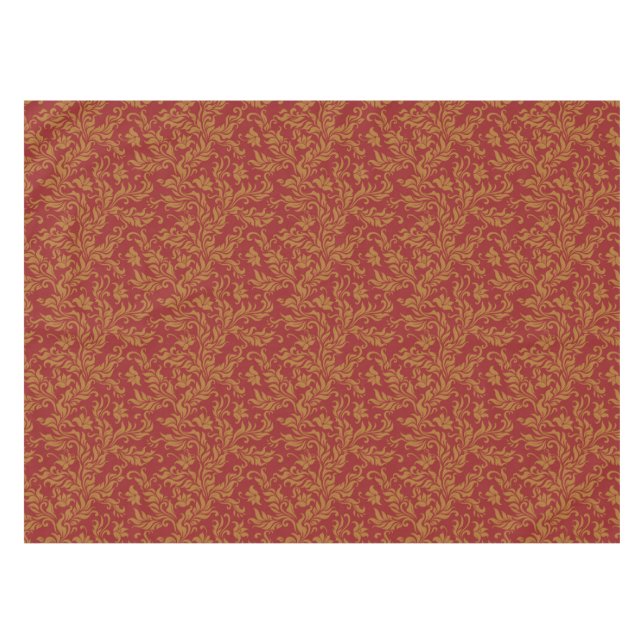 Red and Gold Floral Pattern Tablecloth (Front (Horizontal))