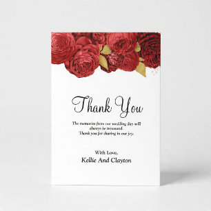 Red And Gold Floral Thank You Card