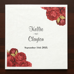Red And Gold Floral Wedding Napkins