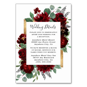 Red and Gold Floral White Wedding Enclosure Cards