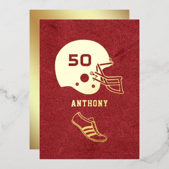Red and Gold Football Birthday Chalkboard (Front/Back)