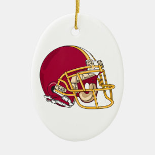red and gold football helmet vector graphic ceramic tree decoration