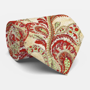 Red and Gold Gatsby Paisley Wedding Tie