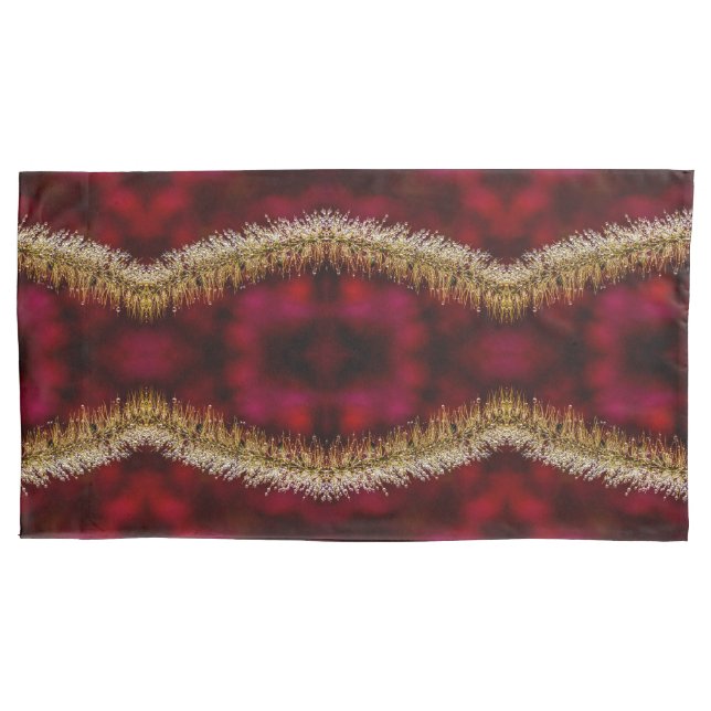 Red and gold geometric pattern large pattern pillowcase (Front)
