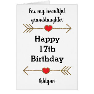 Red and Gold Glitter 17th Birthday Granddaughter