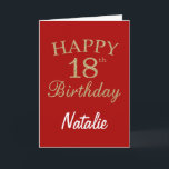 Red and Gold Glitter 18th Birthday Card<br><div class="desc">Red and Gold Glitter 18th Birthday Card with personalised name. For further customisation,  please click the "Customise it" button and use our design tool to modify this template.</div>