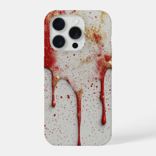 Red and Gold Glitter Dripping iPhone 15 Pro Case