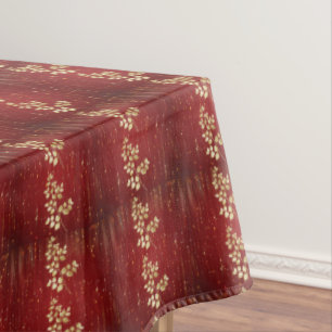 Red and Gold Glitter Tablecloth