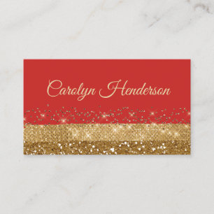 Red and Gold Glittery Business Card