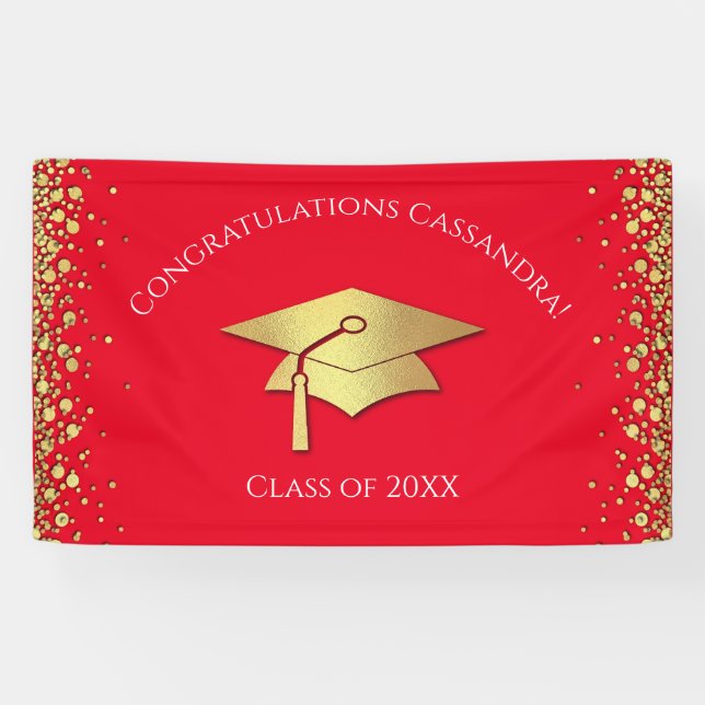 Red and Gold Graduation Banner (Horizontal)