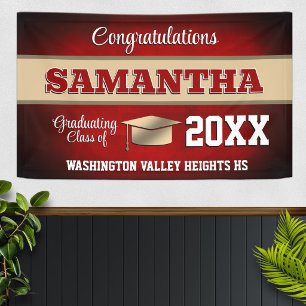 Red and Gold Graduation Party Banner