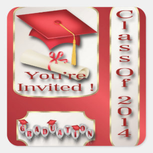 Red and Gold Graduation Party Envelope Seal