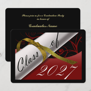 Red and Gold Graduation Party Invitation