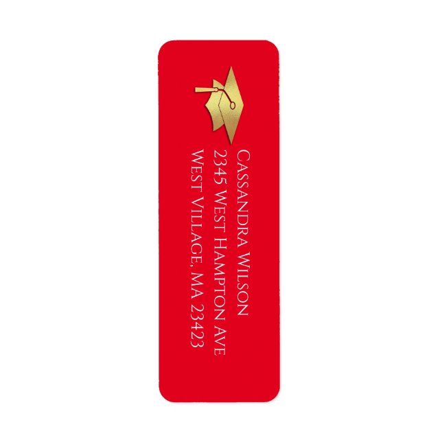 Red and Gold Graduation Return Address (Front)