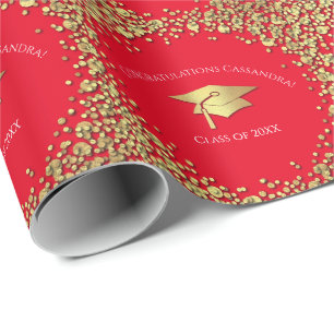 Red and Gold Graduation Wrapping Paper