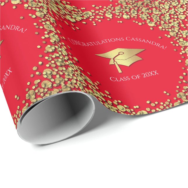 Red and Gold Graduation Wrapping Paper (Roll Corner)
