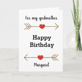 Red and Gold Happy Birthday Godmother Card