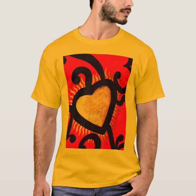 Red and Gold Heart Pattern (5) T-Shirt (Front)