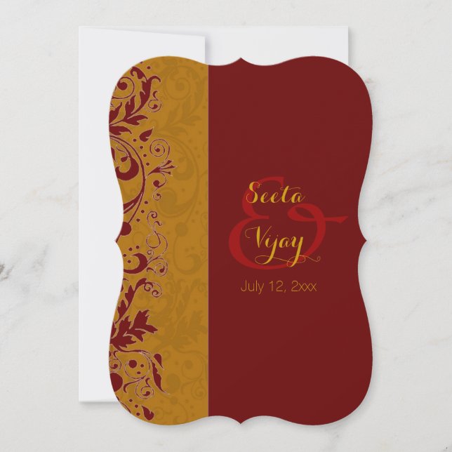 Red and gold Hindu Wedding Invitation (Front)