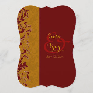 Red and gold Hindu Wedding Invitation