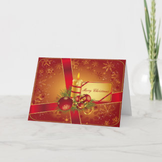 Red and Gold Holiday Candle Card