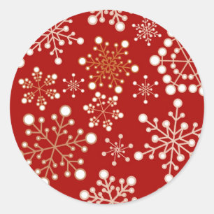 Red and Gold Holiday Pattern Classic Round Sticker
