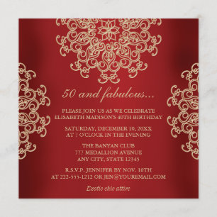 RED AND GOLD INDIAN INSPIRED BIRTHDAY INVITATION