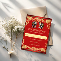Red and gold Indian wedding elephants