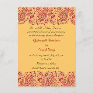 Red and gold Indian Wedding Invitation