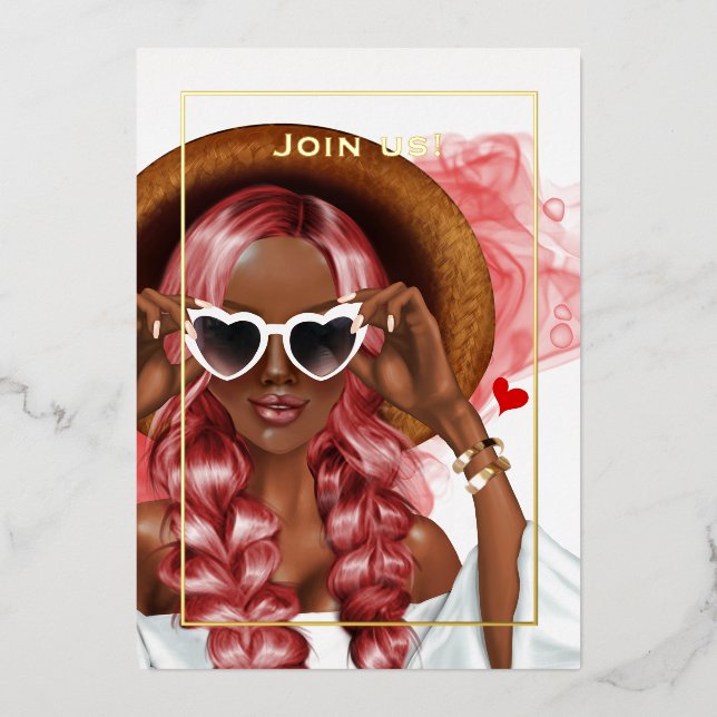 Red and Gold Ink Bachelorette Party (Front)