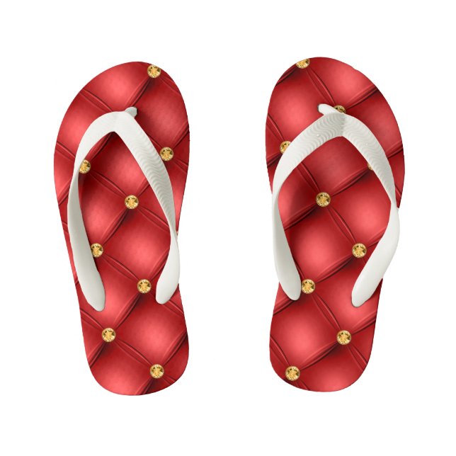 Red and Gold Kid's Flip Flops (Footbed)