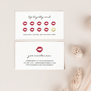 Red and Gold Lips Beauty Loyalty Card
