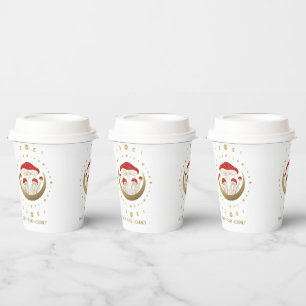 Red and Gold Magic Mushrooms Gold Crescent Moon T Paper Cups