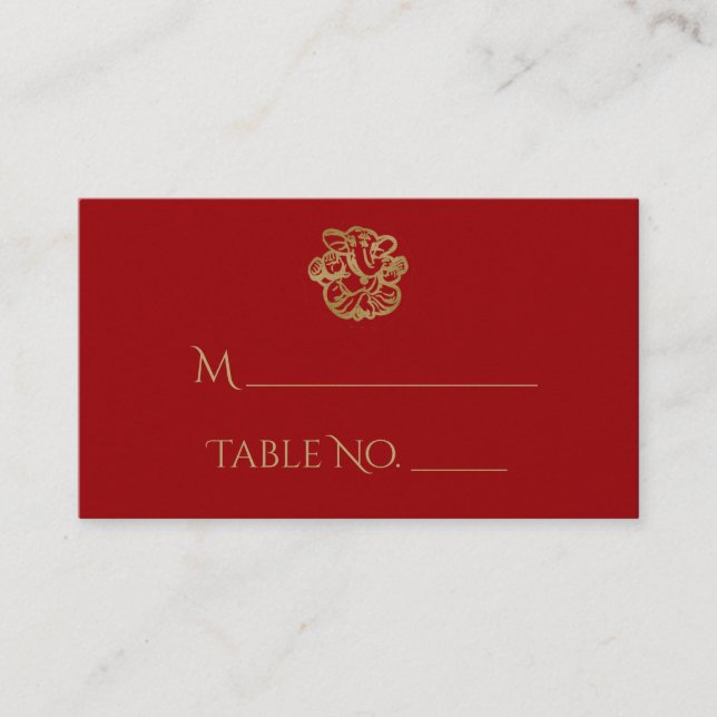 Red and Gold Mandala Indian Wedding Place Cards (Front)
