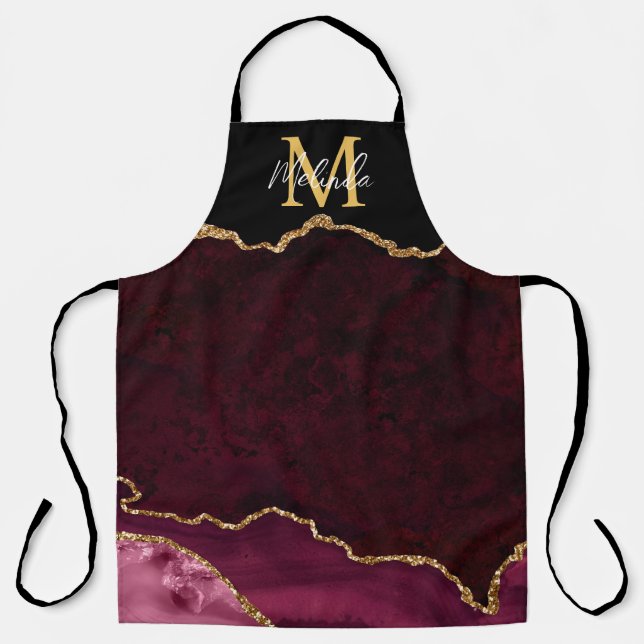 Red and Gold Marble Agate Apron (Front)