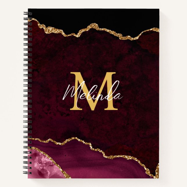 Red and Gold Marble Agate Notebook (Front)