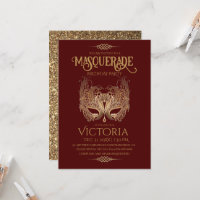 Red and Gold Masquerade Party Birthday