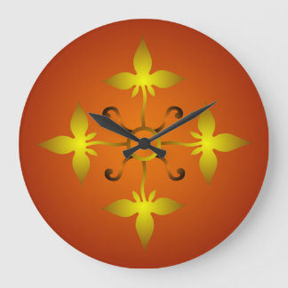 Red and Gold Mediaeval Pattern Wall Clock