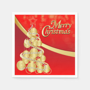 Red and Gold Merry Christmas Napkin
