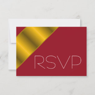 Red and gold metallic stripe RSVP Invitation
