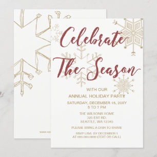 Red and Gold Modern holiday Party Invitation