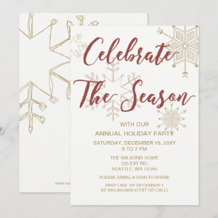 Red and Gold Modern holiday Party Invitation