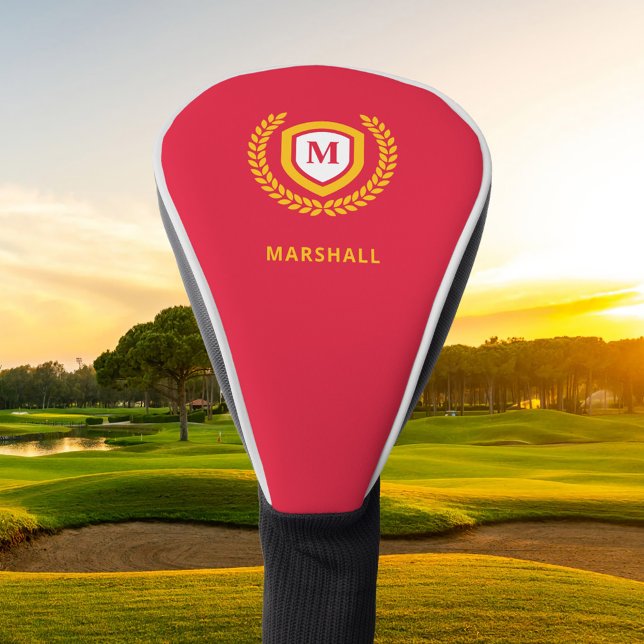 Red and Gold Monogram Logo Crest Golf Head Cover (Creator Uploaded)