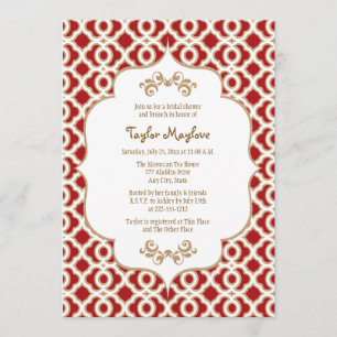 Red and Gold Moroccan Bridal Shower Invites