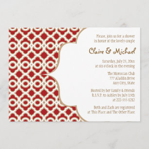 Red and Gold Moroccan Couples Wedding Shower Invitation