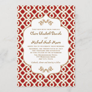 Red and Gold Moroccan Wedding Invitations