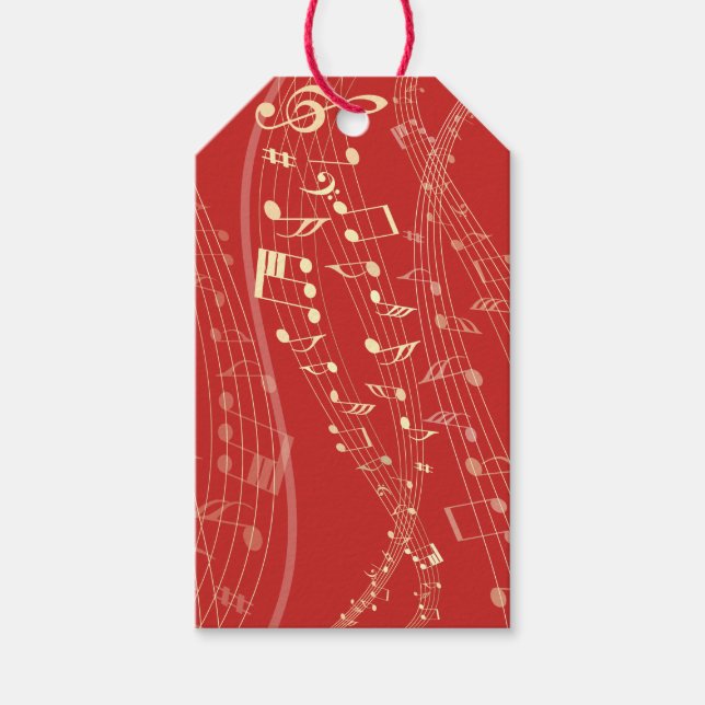 Red and Gold Musical Christmas Gift Tag (Front)