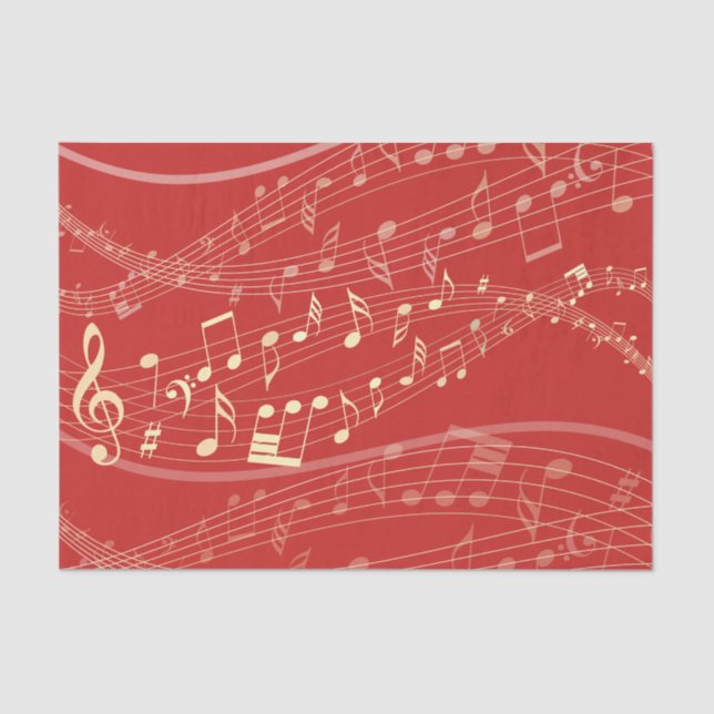 Red and Gold Musical Christmas Tissue Paper (Front)